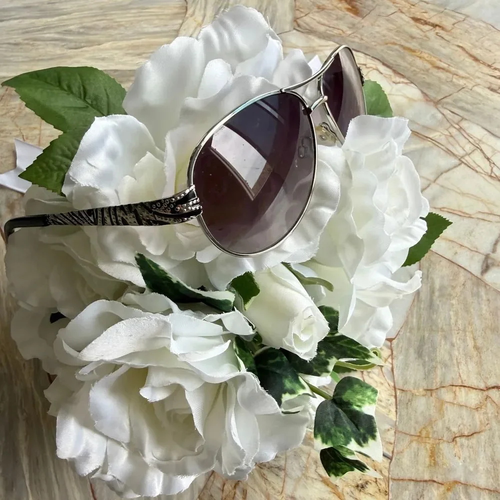 Piranha Silver‎ Zebra Print Rhinestone Aviator Sunglasses Purple 83474 PC 105